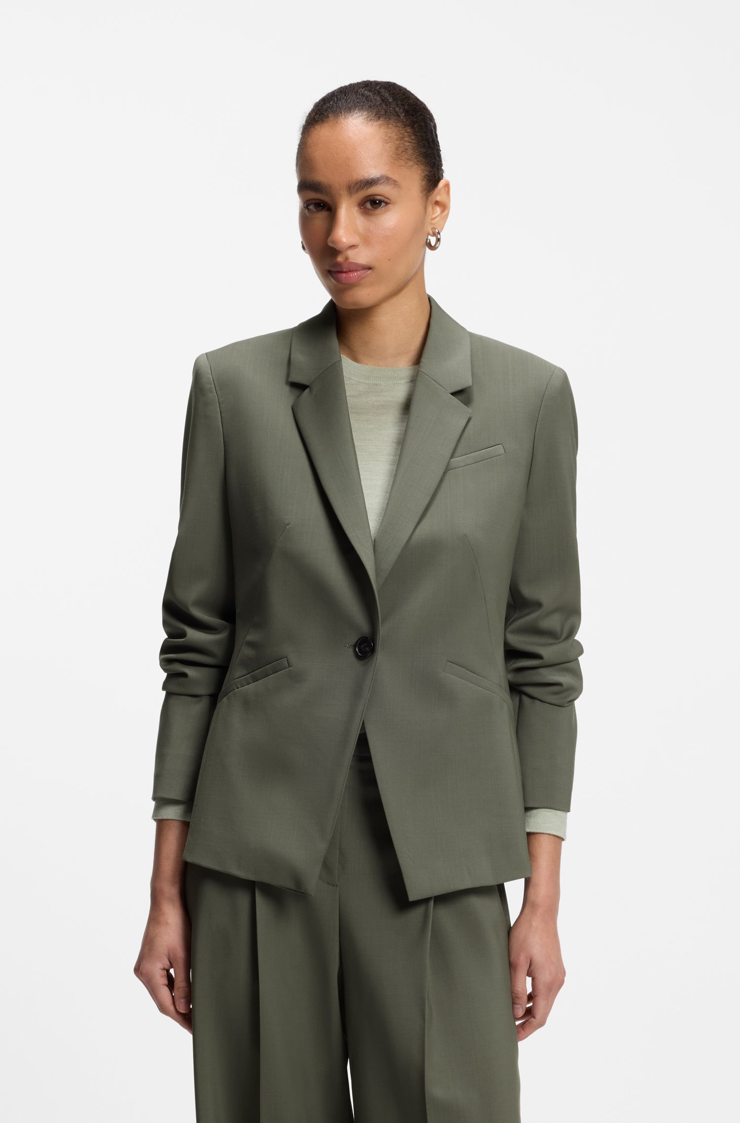 Boss Slim-fit blazer in Italian virgin wool dam