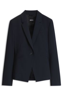 Slim-fit blazer in Italian virgin wool, Dark Blue
