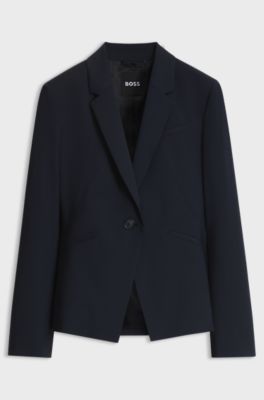 Slim-fit blazer in Italian virgin wool, Dark Blue
