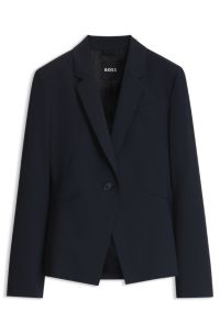 Slim-fit blazer in Italian virgin wool, Dark Blue