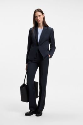 Slim-fit blazer in Italian virgin wool, Dark Blue