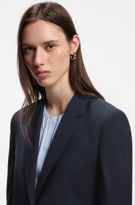 Slim-fit blazer in Italian virgin wool, Dark Blue