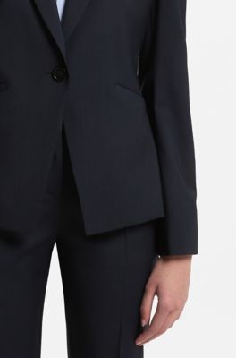 Slim-fit blazer in Italian virgin wool, Dark Blue