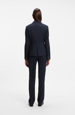 Slim-fit blazer in Italian virgin wool, Dark Blue