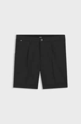 Modern-fit patterned shorts with stretch fabric, Black