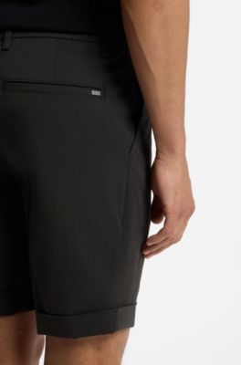 Modern-fit patterned shorts with stretch fabric, Black