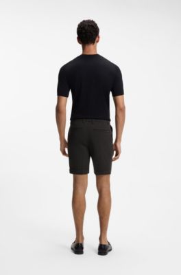 Modern-fit patterned shorts with stretch fabric, Black