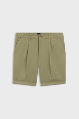 Modern-fit patterned shorts with stretch fabric, Khaki