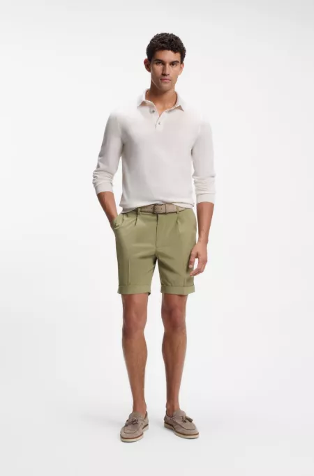 Modern-fit patterned shorts with stretch fabric
