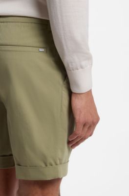 Modern-fit patterned shorts with stretch fabric, Khaki