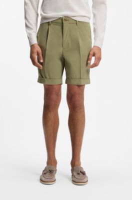 Modern-fit patterned shorts with stretch fabric, Khaki
