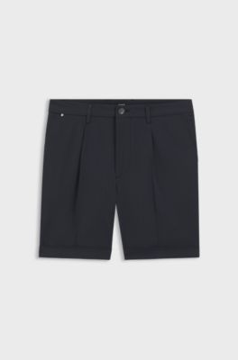 Modern-fit patterned shorts with stretch fabric, Dark Blue