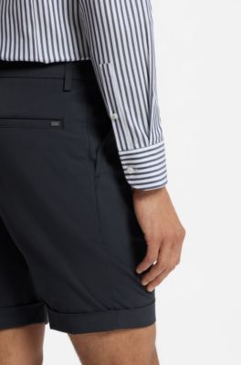 Modern-fit patterned shorts with stretch fabric, Dark Blue