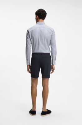 Modern-fit patterned shorts with stretch fabric, Dark Blue