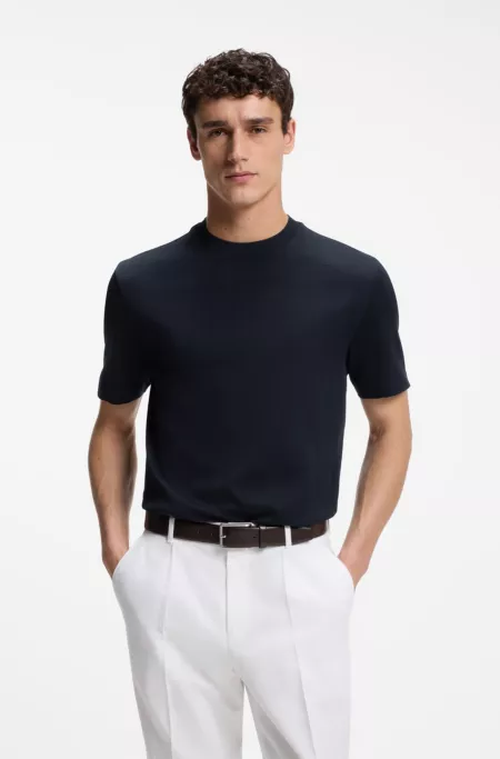 T-shirt Regular en coton avec structure jacquard en relief