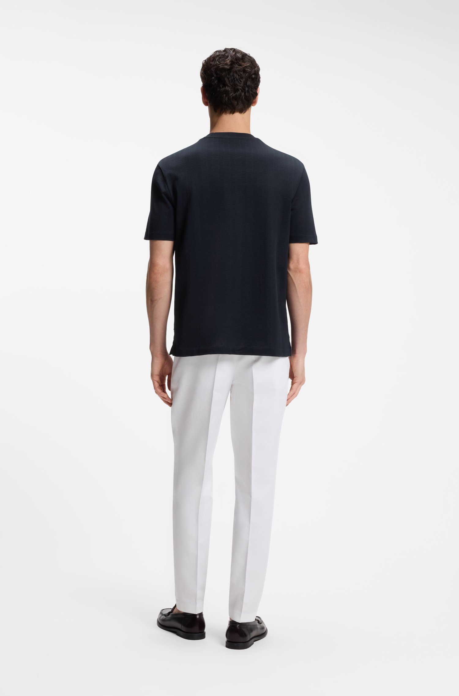 Boss Regular-fit T-shirt in cotton with raised jacquard structure herr – bild 3