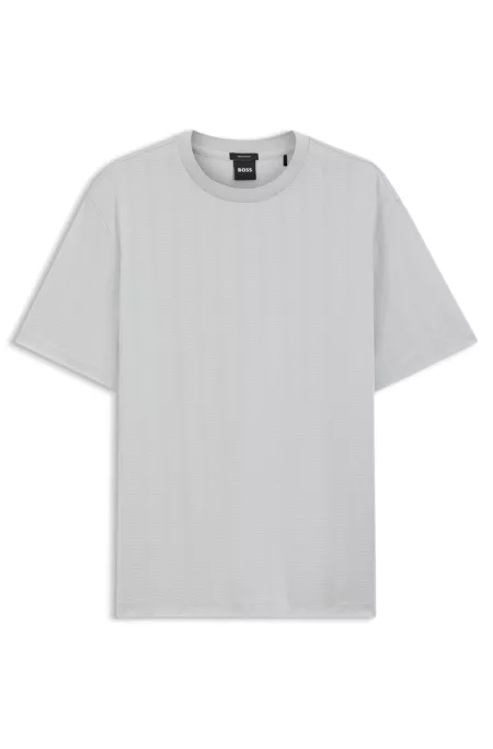 Regular-Fit T-Shirt aus Baumwolle mit erhabener Jacquard-Struktur