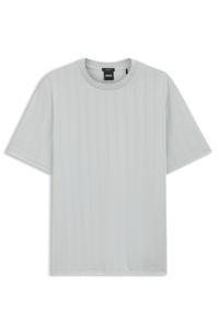 Regular-fit T-shirt in cotton with raised jacquard structure, Light Blue