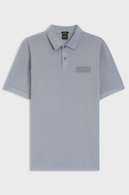 Paddy polo shirt with structured logo patch, Grey