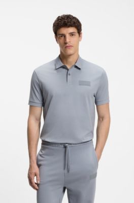 Paddy polo shirt with structured logo patch, Grey