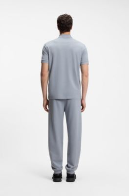 Paddy polo shirt with structured logo patch, Grey