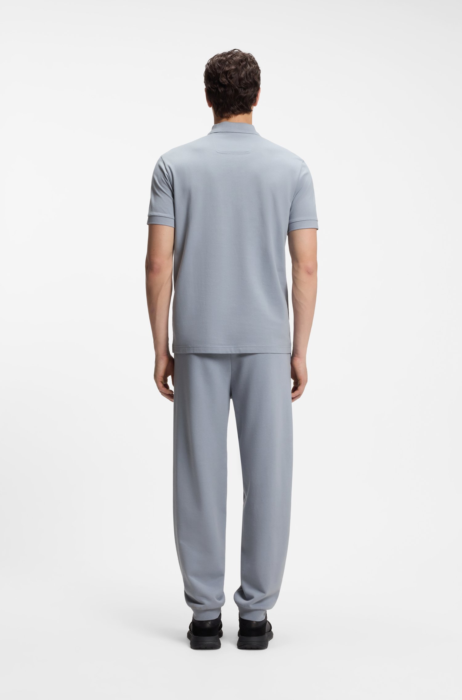 Boss Blågrå Paddy Structure-poloshirt pikéer herr – bild 4