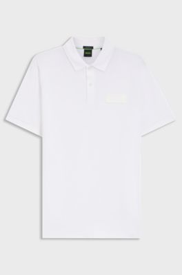Paddy polo shirt with structured logo patch, White