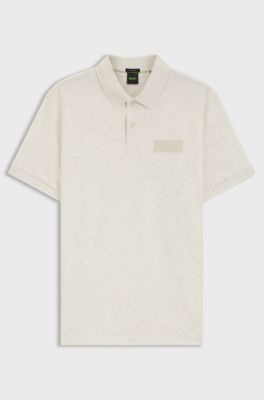 Paddy-polo met gestructureerde logopatch, Naturel