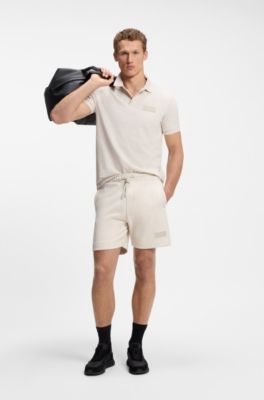 Paddy-polo met gestructureerde logopatch, Naturel