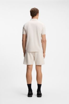 Paddy-polo met gestructureerde logopatch, Naturel