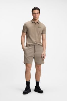 Paddy polo shirt with structured logo patch, Light Brown