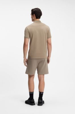 Paddy polo shirt with structured logo patch, Light Brown