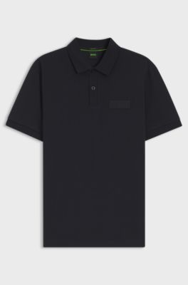 Paddy Poloshirt mit strukturiertem Logo-Patch, Dunkelblau