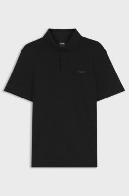 BOSS x ASTON MARTIN Polo in jacquard di cotone mercerizzato, Nero