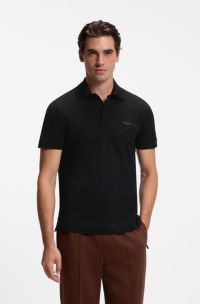 BOSS x ASTON MARTIN Polo en jacquard de coton merceris&eacute;, Noir