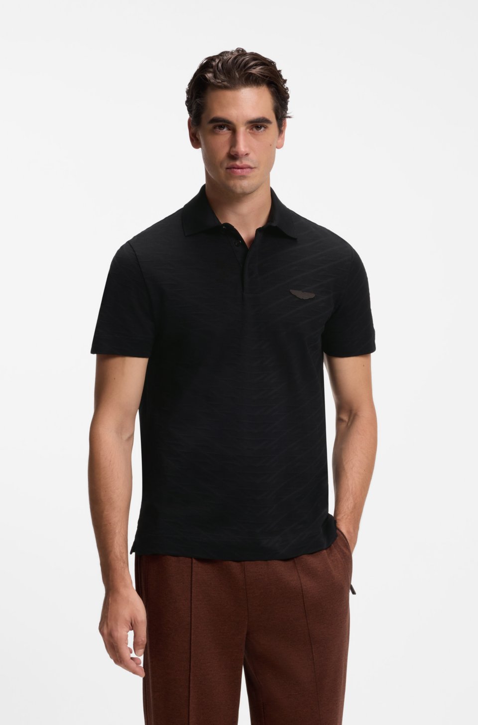 x ASTON MARTIN polo shirt in mercerised cotton jacquard