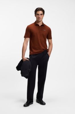 BOSS x ASTON MARTIN polo shirt in mercerised cotton jacquard, Dark Brown