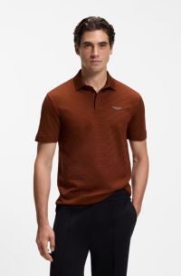 BOSS x ASTON MARTIN Polo in jacquard di cotone mercerizzato, Marrone scuro