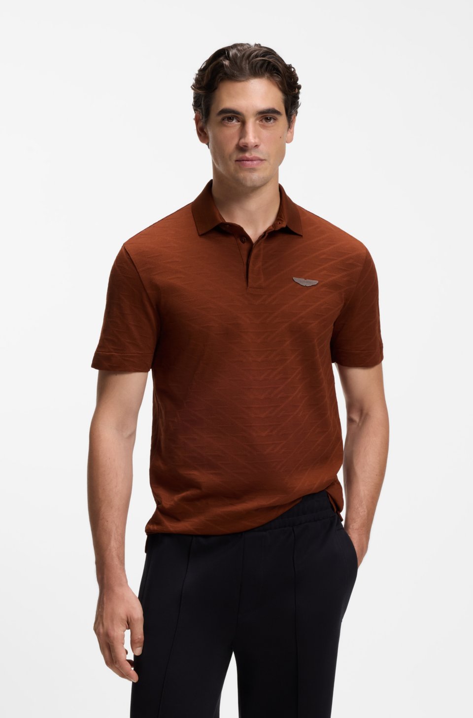 x ASTON MARTIN polo shirt in mercerised cotton jacquard