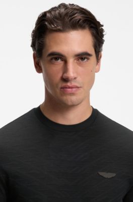 BOSS x ASTON MARTIN T-shirt in mercerised cotton jacquard, Black