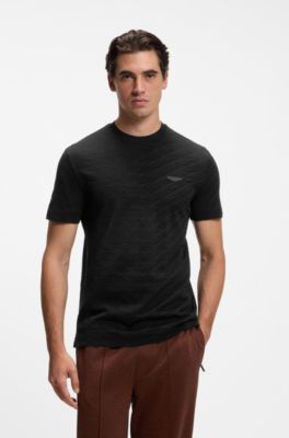 BOSS x ASTON MARTIN T-shirt in mercerised cotton jacquard, Black