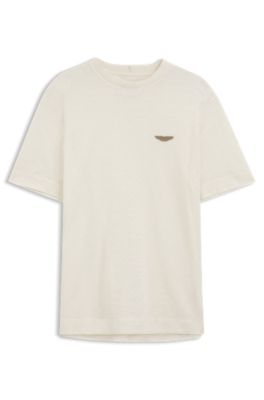 BOSS x ASTON MARTIN T-shirt in mercerised cotton jacquard, Natural