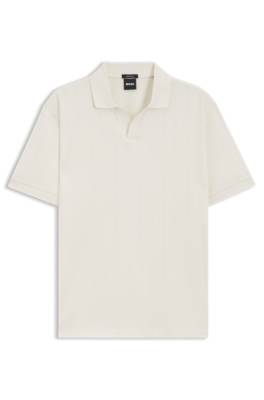 Cotton-jacquard polo shirt with Johnny collar 1