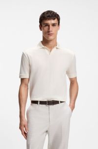 Polo in cotone jacquard con colletto Johnny, Colore neutro