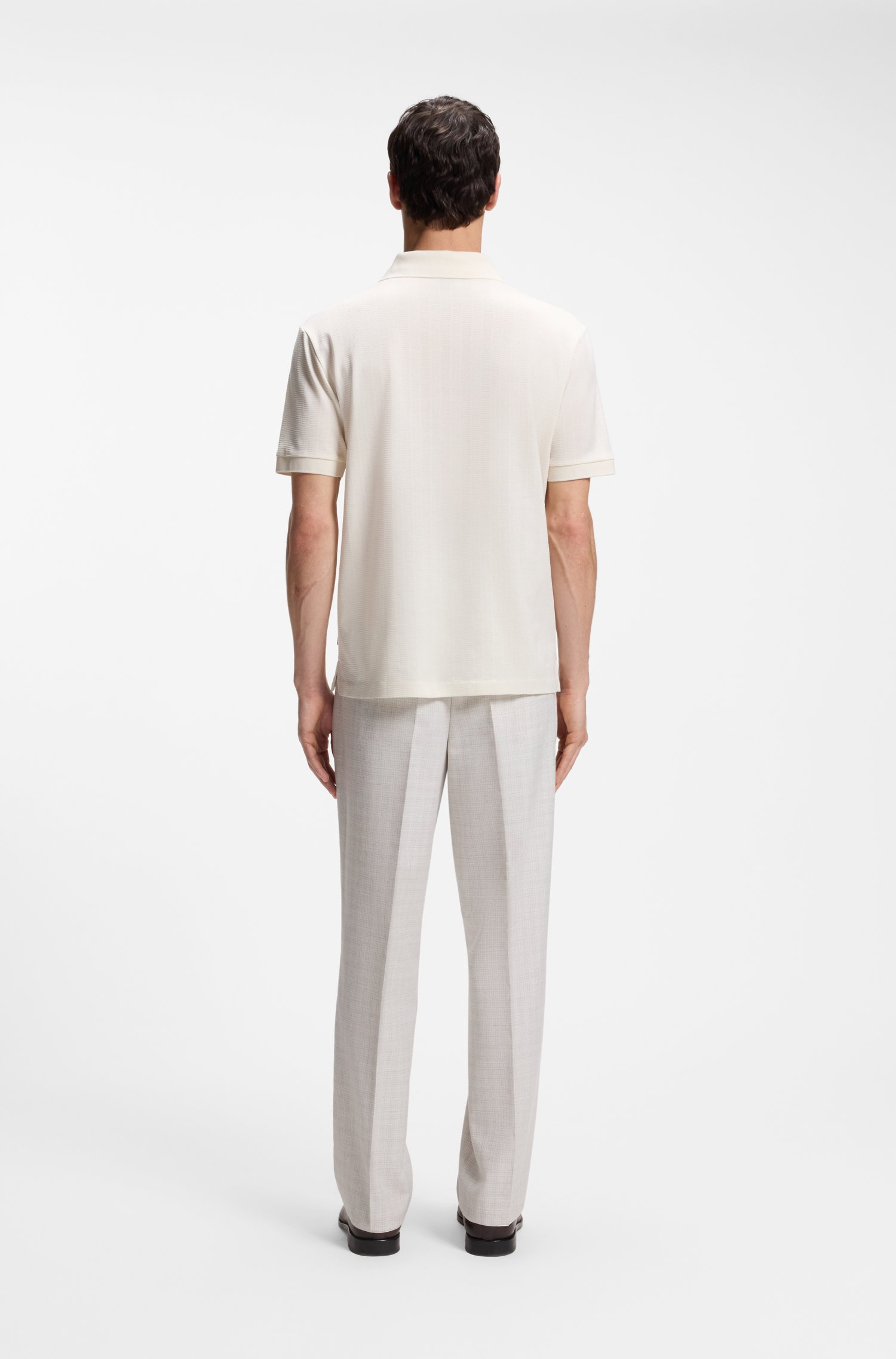 Boss Cotton-jacquard polo shirt with Johnny collar pikéer herr – bild 3