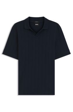 Cotton-jacquard polo shirt with Johnny collar