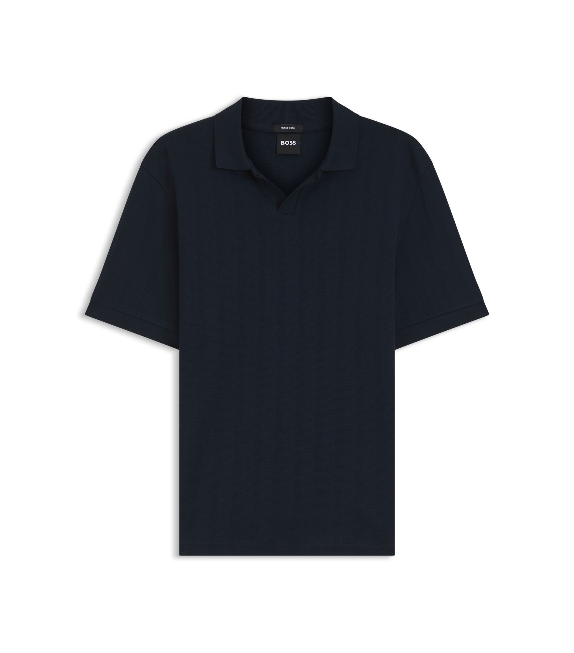 Navy Polo, Beige Trousers