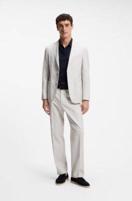 Cotton-jacquard polo shirt with Johnny collar, Dark Blue