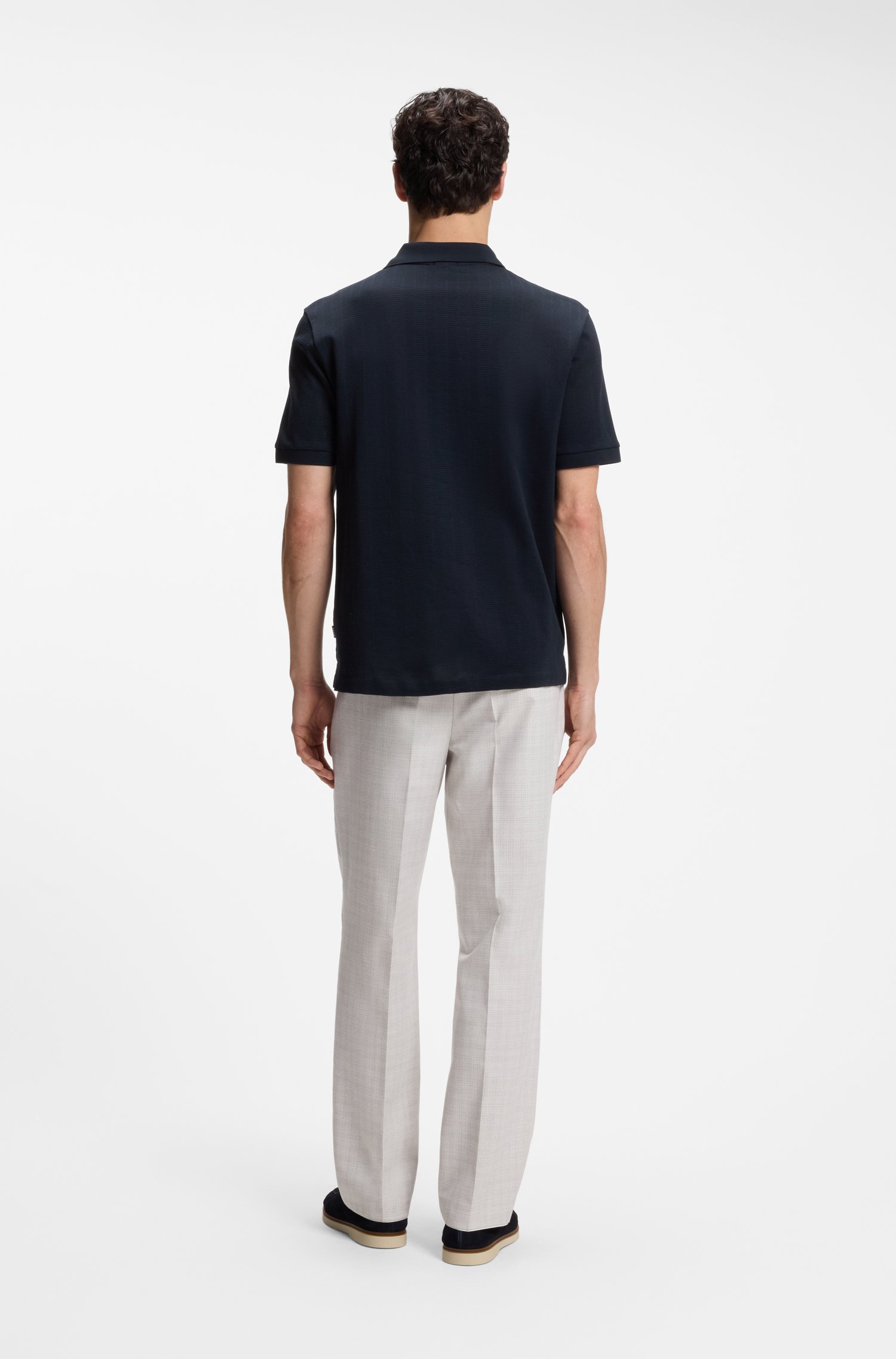 Boss Cotton-jacquard polo shirt with Johnny collar pikéer herr – bild 3