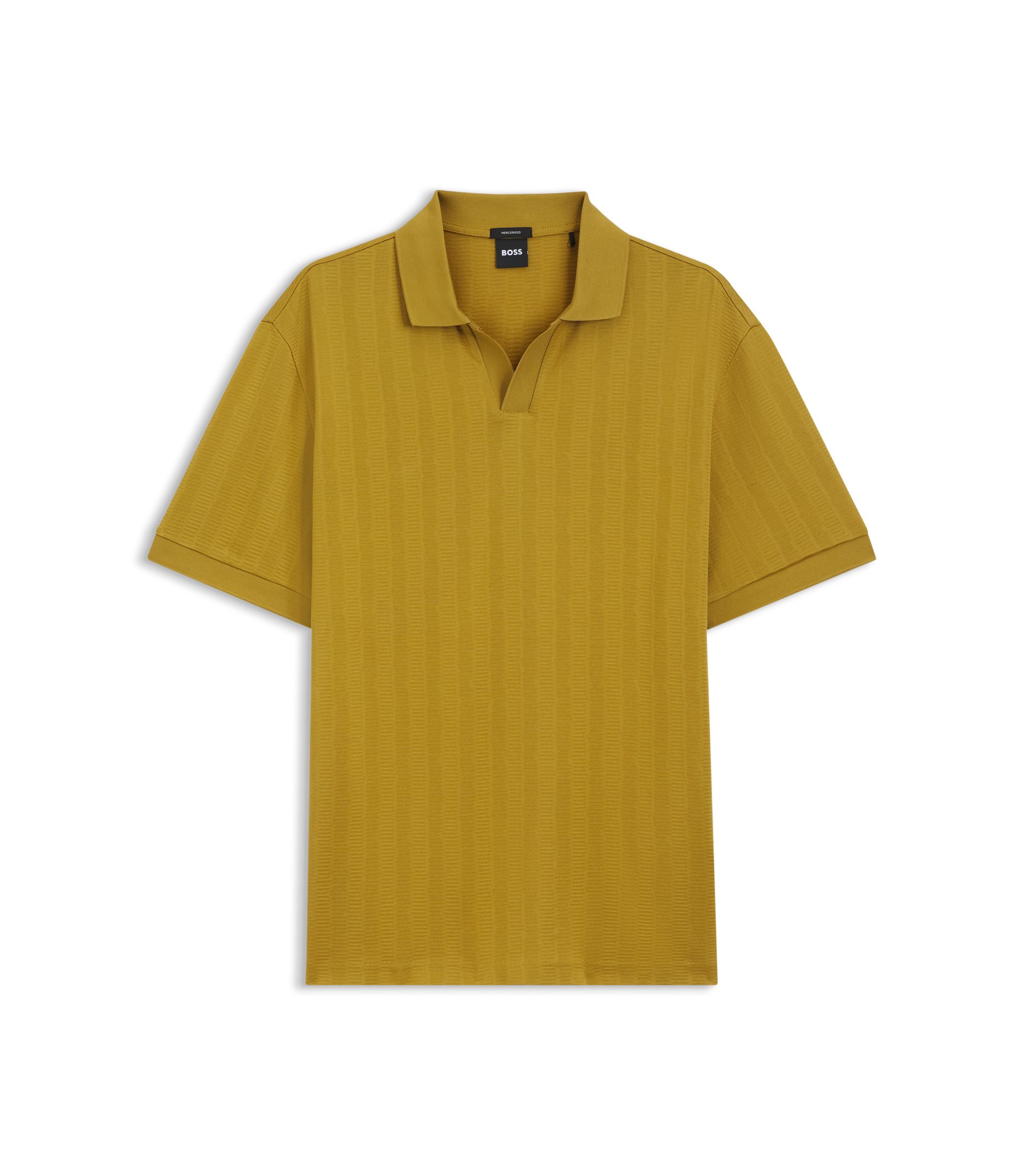 BOSS - Cotton-jacquard polo shirt with Johnny collar - Gold